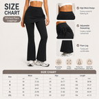 Women's High Waist Skirted Flare Yoga Pants with Adjustable Ruched Drawstring (XXL size)- Black Faux Two Piece Bootcut Leggings for Pilates, Gym Workout, Running, Dance and Everyday Wear