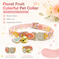 Floral Lace Pet Collar with Bell and Charm (Heart-shaped design)- Adjustable Polyester Cat Collar for Small Dogs and Cats, Colourful Embroidered Neck Collar, Cute Puppy Kitten Accessory, 18-30cm