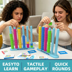 Colour Sorting Stacking Game with 50 Challenge Cards, Single Player Logic Puzzle and Ring Matching Tabletop Activity for Family Game Nights, Parties and Brain Training