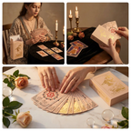 Gold Foil Tarot Deck Rose Seasons Boxed Set Waterproof PVC Plastic 78-Card Waite Tarot Cards, Full Colour Printed Divination Oracle Deck, Rose Seasons Gift Box, Collectible Tarot Card Set
