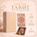 Gold Foil Tarot Deck Flower Love Boxed Set Waterproof PVC Plastic 78-Card Waite Tarot Cards, Full Colour Printed Divination Oracle Deck, Flower Love Gift Box, Collectible Tarot Card Set