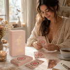 Gold Foil Tarot Deck Flower Love Boxed Set Waterproof PVC Plastic 78-Card Waite Tarot Cards, Full Colour Printed Divination Oracle Deck, Flower Love Gift Box, Collectible Tarot Card Set