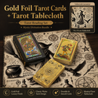 Gold Foil Eye Box Tarot Deck with 75 x 75 cm Witch Pattern Tarot Tablecloth, Waterproof PVC 78-Card Waite Tarot Cards, Gold Foil Divination Deck, Complete Tarot Reading Gift Set