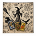 Gold Foil Tarot Cards with Hexagram Gift Box & 75 × 75 cm Witch Tarot Tablecloth Set, Waterproof PVC Waite Tarot Deck, 78 Gilded Cards, Divination Reading Bundle, Spiritual Gift Set