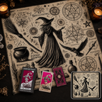 Gold Foil Eye Box Tarot Deck with 75 x 75 cm Witch Pattern Tarot Tablecloth, Waterproof PVC 78-Card Waite Tarot Cards, Gold Foil Divination Deck, Complete Tarot Reading Gift Set
