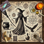 Gold Foil Eye Box Tarot Deck with 75 x 75 cm Witch Pattern Tarot Tablecloth, Waterproof PVC 78-Card Waite Tarot Cards, Gold Foil Divination Deck, Complete Tarot Reading Gift Set