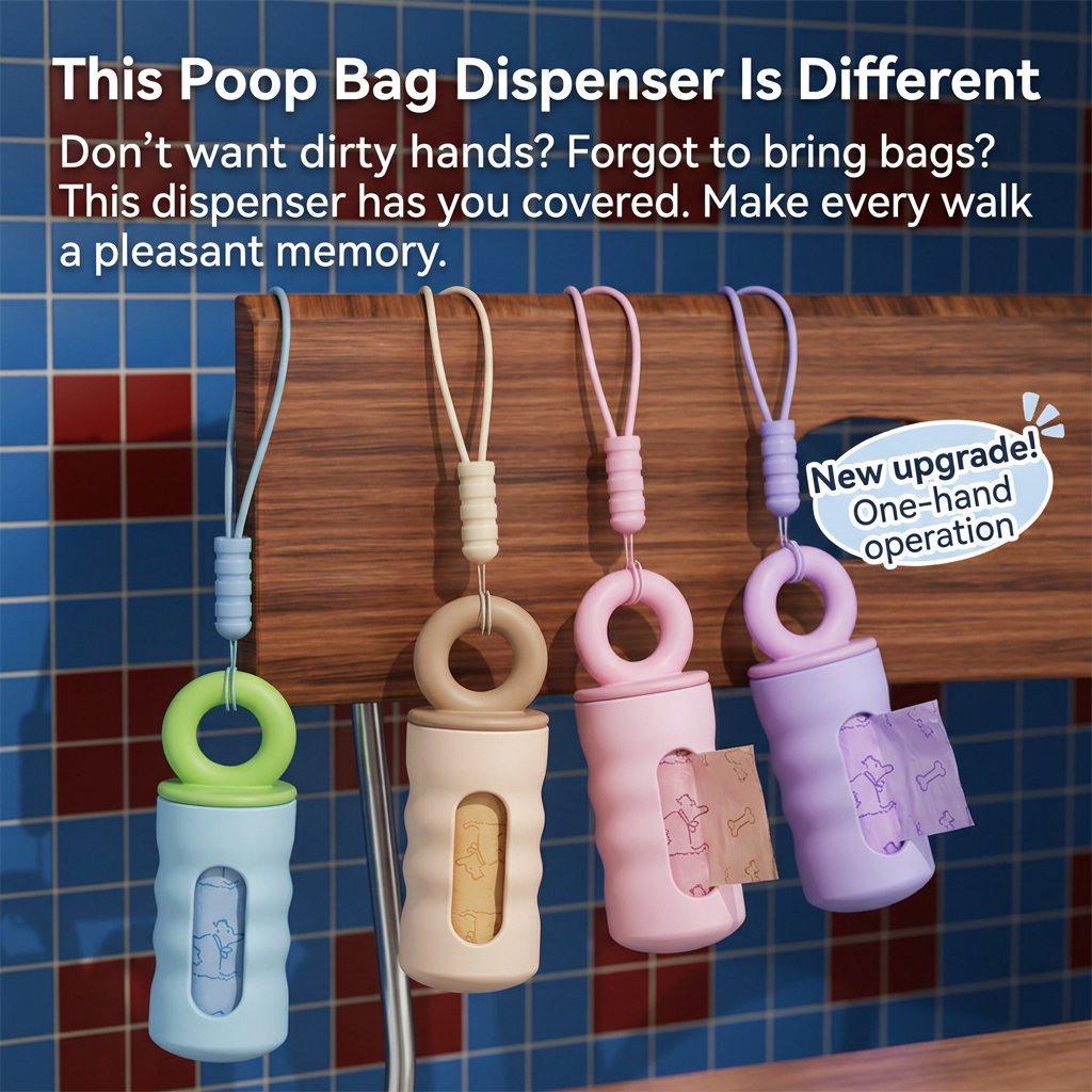 Purple Pet Poop Bag Dispenser with 4 Waste Bag Rolls Portable Dog Waste Bag Holder Clip-On Leash Dispenser Twist Lock Refillable Pet Waste Bag Carrier for Dog Walking Travel Outdoor Accessories