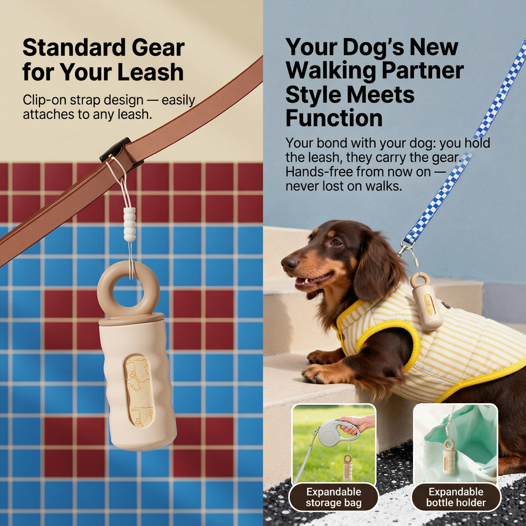 Purple Pet Poop Bag Dispenser with 4 Waste Bag Rolls Portable Dog Waste Bag Holder Clip-On Leash Dispenser Twist Lock Refillable Pet Waste Bag Carrier for Dog Walking Travel Outdoor Accessories