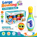 Large Bowling Set 6 Pins 2 Balls Indoor Outdoor Family Party Game Oversized Soft Bowling Toy Set for Fun Activities Sports Practice and Gift