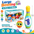 Large Bowling Set 6 Pins 2 Balls Indoor Outdoor Family Party Game Oversized Soft Bowling Toy Set for Fun Activities Sports Practice and Gift