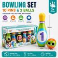 Large Bowling Set 10 Pins 2 Balls Indoor Outdoor Family Party Game Soft Bowling Toy Set Extra Large Size Sports Activity Set for Home Garden Recreation and Fun Entertainment