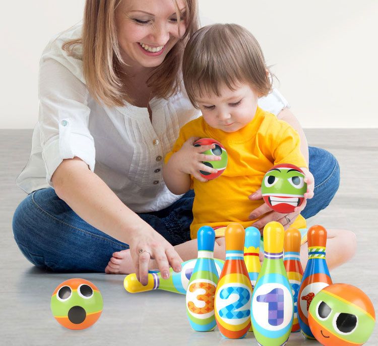 Large Bowling Set 10 Pins 2 Balls Indoor Outdoor Family Party Game Soft Bowling Toy Set Extra Large Size Sports Activity Set for Home Garden Recreation and Fun Entertainment
