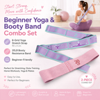 8 Grid Yoga Stretching Strap and 20LB Resistance Band Set for Pilates Workout Adjustable Stretch Band with Numbered Positions Glute Training Exercise Band Fitness Equipment for Yoga Dance Flexibility Training