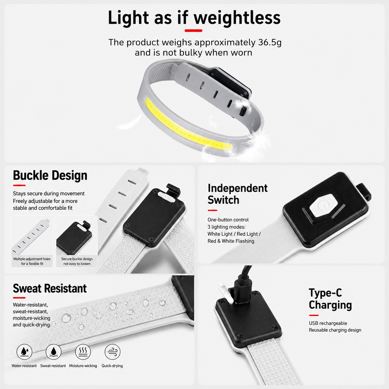 Blue Running Belt and 2 Pack LED Wrist Light Set Outdoor Sports Waist Bag with Water Bottle Holder Reflective Running Belt and Rechargeable Safety Wrist Lights for Night Running Hiking Cycling Fitness