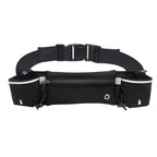 Black Running Belt and 2 Pack LED Wrist Light Set Outdoor Sports Waist Bag with Water Bottle Holder Reflective Running Belt and Rechargeable Safety Wrist Lights for Night Running Hiking Cycling Fitness