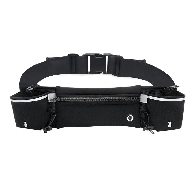 Black Running Waist Pack Sports Belt with Water Bottle Holder Adjustable Phone Waist Bag Reflective Lightweight Fanny Pack for Marathon Running Hiking Cycling Walking Fitness and Outdoor Activities