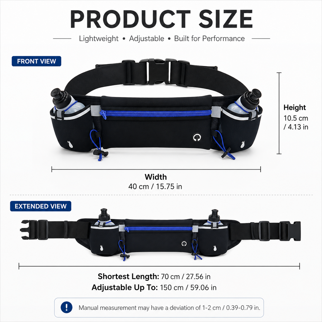 Orange Running Waist Pack Sports Belt with Water Bottle Holder Adjustable Phone Waist Bag Reflective Lightweight Fanny Pack for Marathon Running Hiking Cycling Walking Fitness and Outdoor Activities