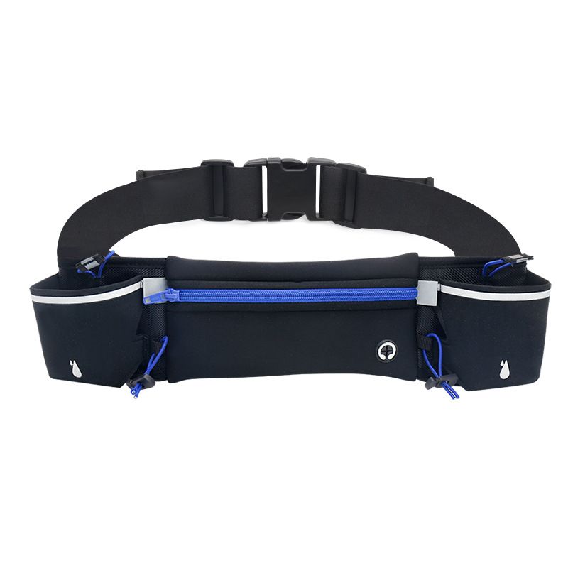 Blue Running Waist Pack Sports Belt with Water Bottle Holder Adjustable Phone Waist Bag Reflective Lightweight Fanny Pack for Marathon Running Hiking Cycling Walking Fitness and Outdoor Activities