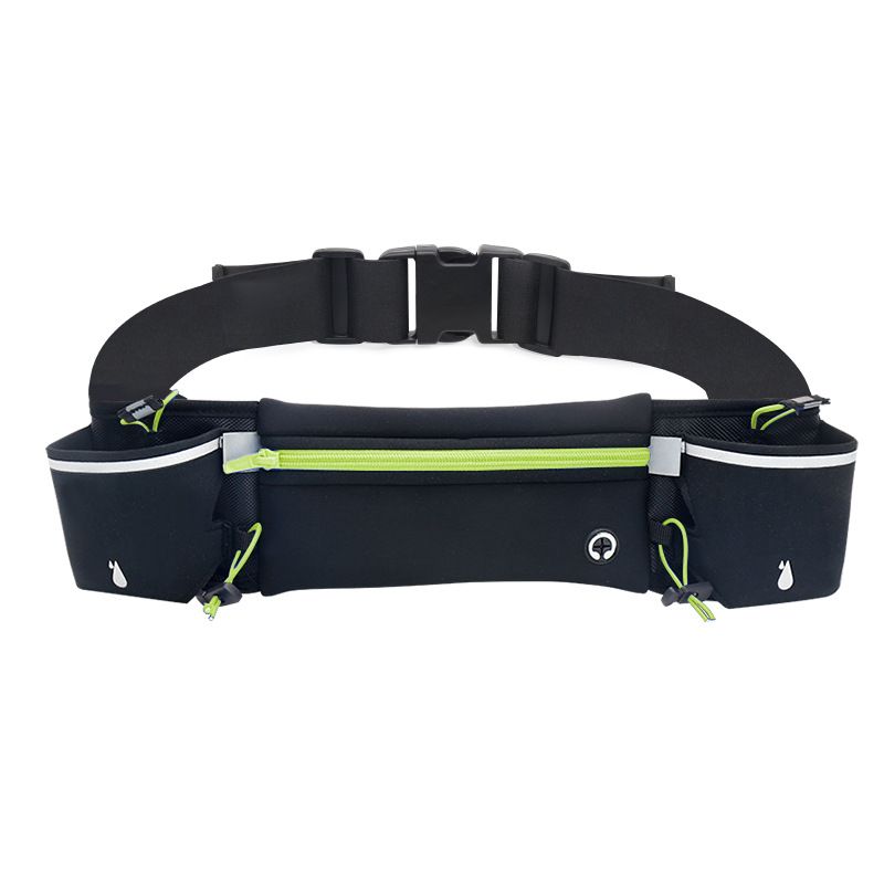 Green Running Waist Pack Sports Belt with Water Bottle Holder Adjustable Phone Waist Bag Reflective Lightweight Fanny Pack for Marathon Running Hiking Cycling Walking Fitness and Outdoor Activities