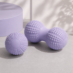 Massage Ball Set - Purple TPR Peanut Ball and Single Ball Combo - Foot Arch, Neck, Shoulder and Back Muscle Release Tool for Fitness, Mobility and Everyday Recovery