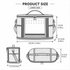 Large Small Animal Travel Bag (33*22.5*23cm) - Off-White small nylon and plastic portable pet bag with shoulder strap and handle, suitable for parrots, hamsters, guinea pigs and rabbits.