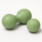 Green TPR Peanut Massage Ball Set - Dual Ball Self Massage Tool for Foot Arch, Neck, Shoulder and Back Muscle Relaxation, Home Gym Yoga and Travel Use