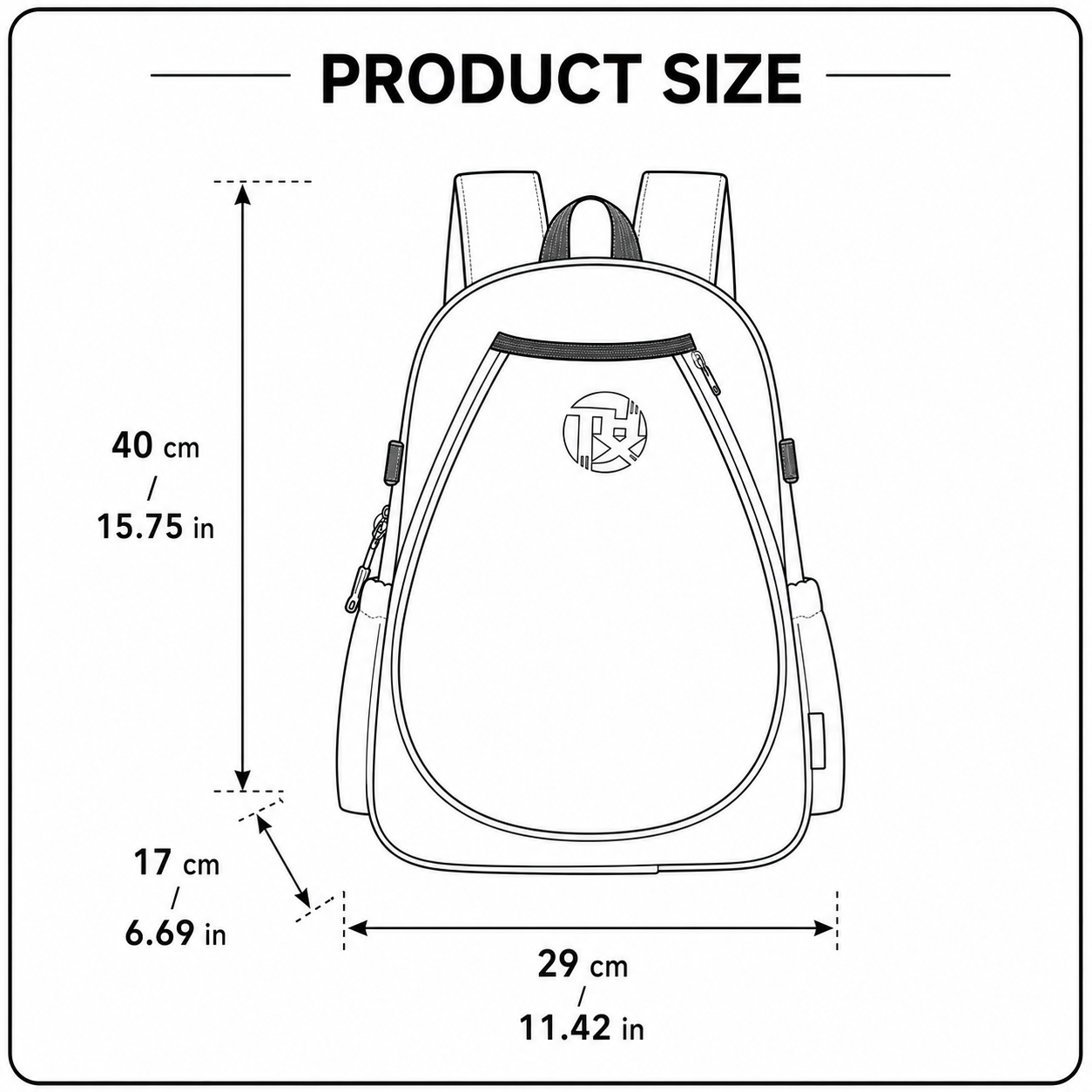 Black Sports Racket Backpack - Lightweight Casual Travel Bag with Separate Racket Compartment, Shoe Compartment, Bottle Pocket for Tennis, Badminton, Gym and Outdoor Use