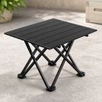 Black Portable Folding Table - 57*41cm Carbon Steel Compact Carry Design, Quick Setup and Space Saving Storage for Market Stalls, Camping and Outdoor Use