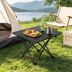 Black Portable Folding Table - 41 x 35 cm Carbon Steel Compact Carry Design, Quick Setup and Space Saving Storage for Market Stalls, Camping and Outdoor Use