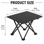 Black Portable Folding Table - 41 x 35 cm Carbon Steel Compact Carry Design, Quick Setup and Space Saving Storage for Market Stalls, Camping and Outdoor Use