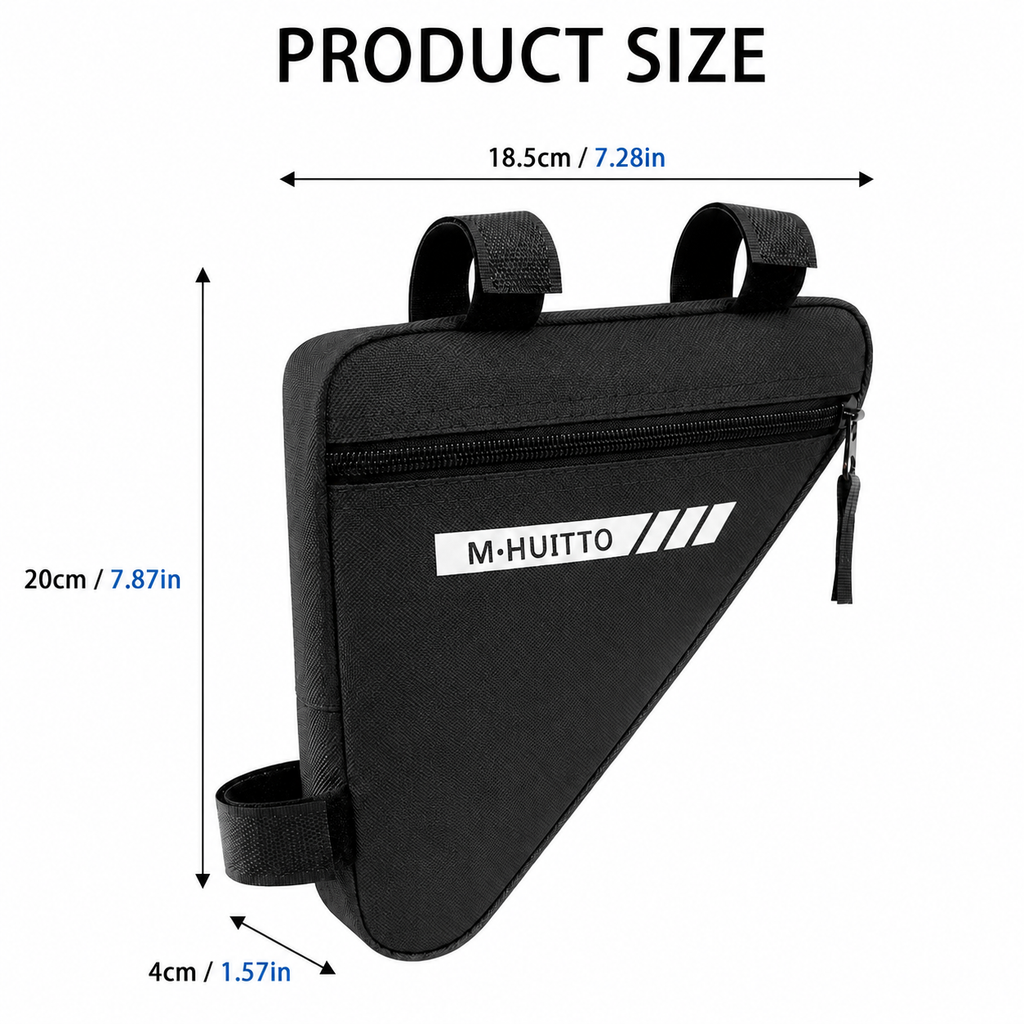 Black Bicycle Frame Bag - Triangular Storage Bag for Cycling, Outdoor Rides and Daily Commuting