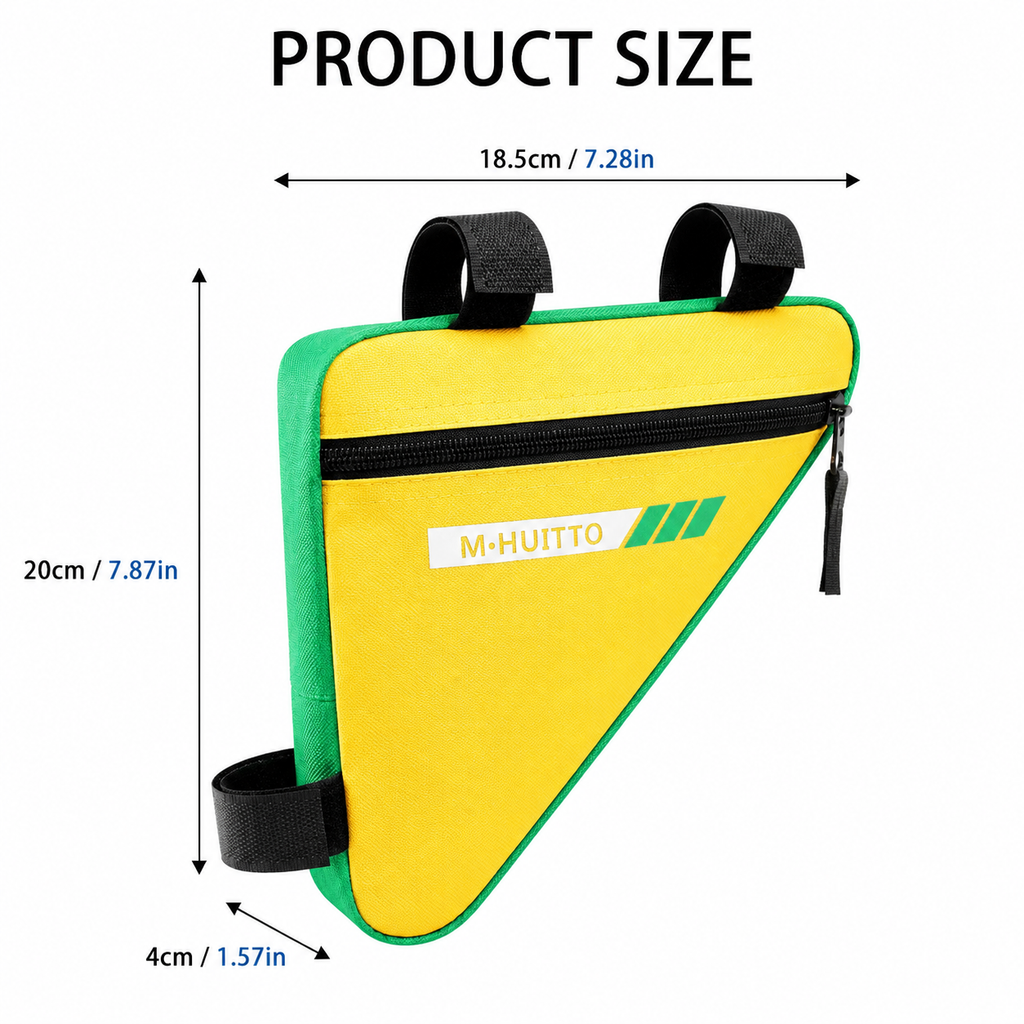 Yellow-green Bicycle Frame Bag - Triangular Storage Bag for Cycling, Outdoor Rides and Daily Commuting