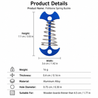 Blue Fishbone Spring Tent Pegs - 5 Pack Outdoor Camping Stakes for Tent Guy Lines, Canopy and Board Fixing