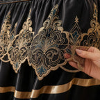 Purple and Gold European Soft Brushed Quilted Bed Skirt + 2 Pillowcases Set - Breathable Padded 200 x 220CM Mattress Cover with Lace Trim and 45CM Elevated Valance, All Season Dust Protection