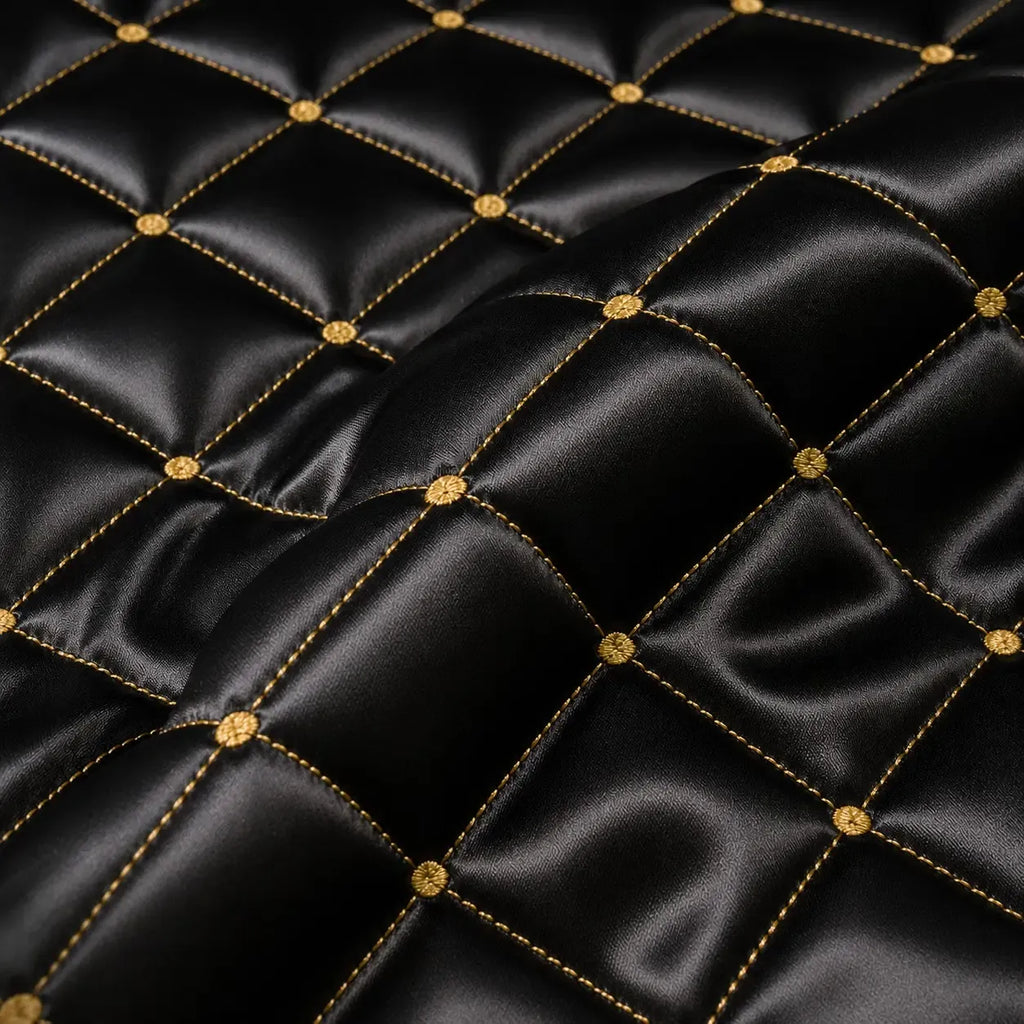 Purple and Gold European Soft Brushed Quilted Bed Skirt + 2 Pillowcases Set - Breathable Padded 200 x 220CM Mattress Cover with Lace Trim and 45CM Elevated Valance, All Season Dust Protection