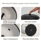White Metal Mushroom Table Lamp with Top Touch Control, 3 Colour Mode & Stepless Dimming - USB-C Rechargeable Night Light, Stable Base and High-Transmittance Shade for Bedside and Dining