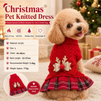 Red  L Size Reindeer antler design bow-knot Christmas Pet Knitted Dress - Acrylic Dog and Cat Jumper, Lightweight Festive Winter Outfit for Pets, Holiday Photos and Celebrations