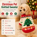 Red and Green  L Size Christmas tree pattern Christmas Pet Knitted Dress - Acrylic Dog and Cat Jumper, Lightweight Festive Winter Outfit for Pets, Holiday Photos and Celebrations