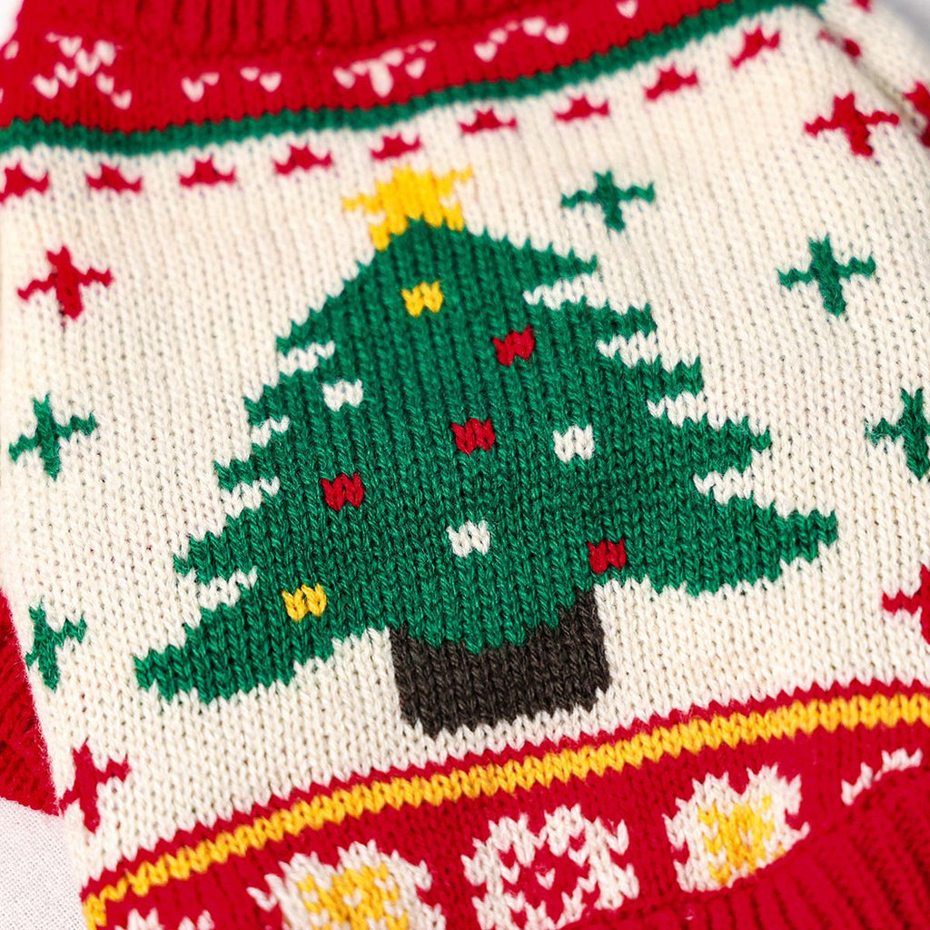 Red and Green  XL Size Christmas tree pattern Christmas Pet Knitted Dress - Acrylic Dog and Cat Jumper, Lightweight Festive Winter Outfit for Pets, Holiday Photos and Celebrations