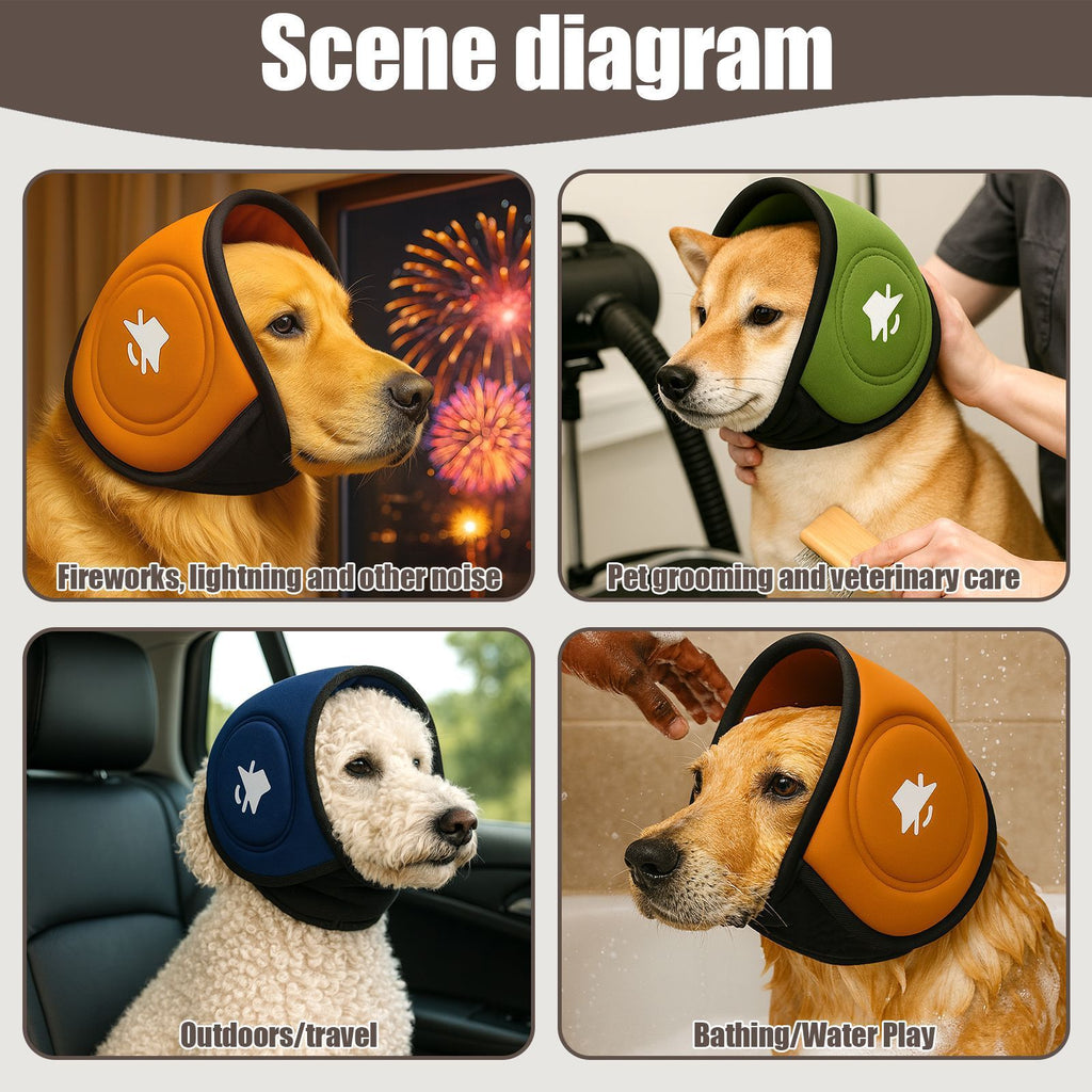 Blue S Size Dog Anxiety Relief Set - Breathable Mesh Calming Vest and Noise Reducing Earmuffs for Dogs, Thunderstorm and Fireworks Stress Support