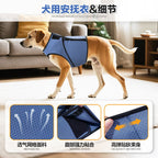 Blue M Size Dog Anxiety Relief Set - Breathable Mesh Calming Vest and Noise Reducing Earmuffs for Dogs, Thunderstorm and Fireworks Stress Support