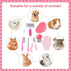 Pink 8-Piece Pet Grooming Kit - Nail Clippers, Slicker Brush, Flea Comb & Bath Glove for Dogs Cats Rabbits, Complete Home Care Pet Set