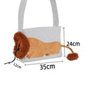 Lion Style Canvas Pet Carrier Grey Bag（small size 35*12*24cm） - Adjustable Head Opening, Breathable Mesh, 8cm Wide Shoulder Strap, PE Support Base, Portable Crossbody Sling for Cats and Small Dogs, Travel Friendly Design