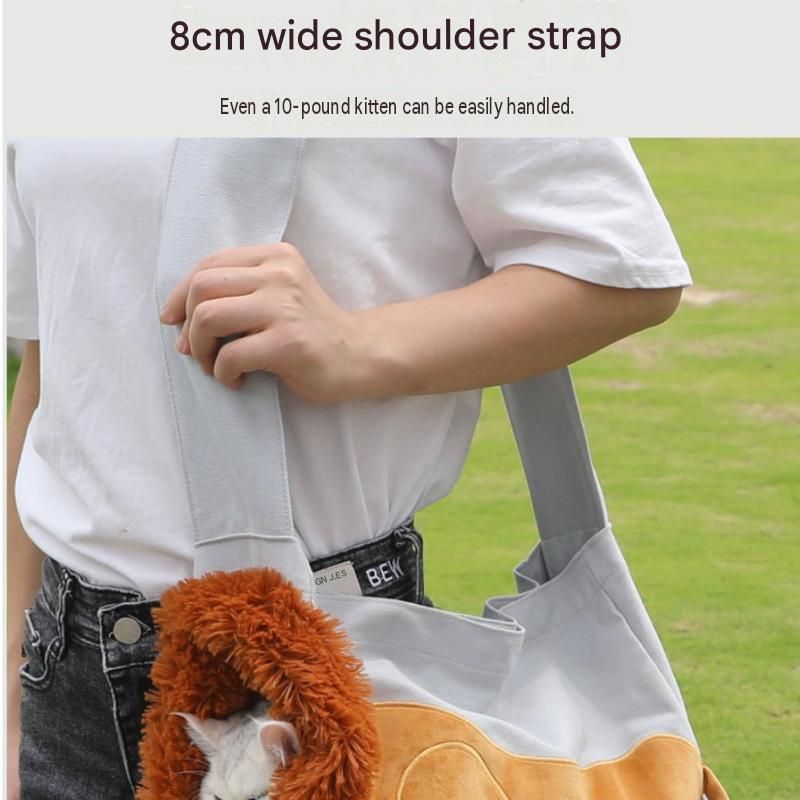 Lion Style Canvas Pet Carrier Blue Bag（small size 35*12*24cm） - Adjustable Head Opening, Breathable Mesh, 8cm Wide Shoulder Strap, PE Support Base, Portable Crossbody Sling for Cats and Small Dogs, Travel Friendly Design