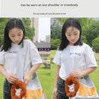 Lion Style Canvas Pet Carrier Blue Bag（small size 35*12*24cm） - Adjustable Head Opening, Breathable Mesh, 8cm Wide Shoulder Strap, PE Support Base, Portable Crossbody Sling for Cats and Small Dogs, Travel Friendly Design