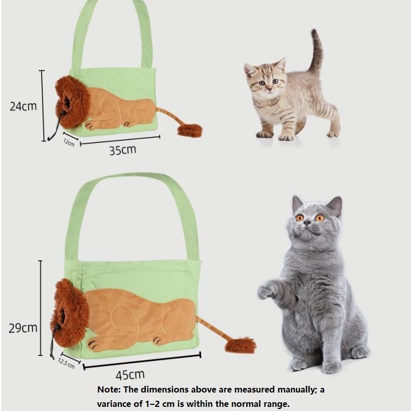 Lion Style Canvas Pet Carrier Blue Bag（big size 45*12.5*29cm） - Adjustable Head Opening, Breathable Mesh, 8cm Wide Shoulder Strap, PE Support Base, Portable Crossbody Sling for Cats and Dogs, Travel Friendly Design