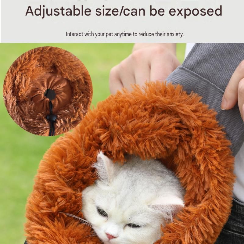Lion Style Canvas Pet Carrier Blue Bag（big size 45*12.5*29cm） - Adjustable Head Opening, Breathable Mesh, 8cm Wide Shoulder Strap, PE Support Base, Portable Crossbody Sling for Cats and Dogs, Travel Friendly Design