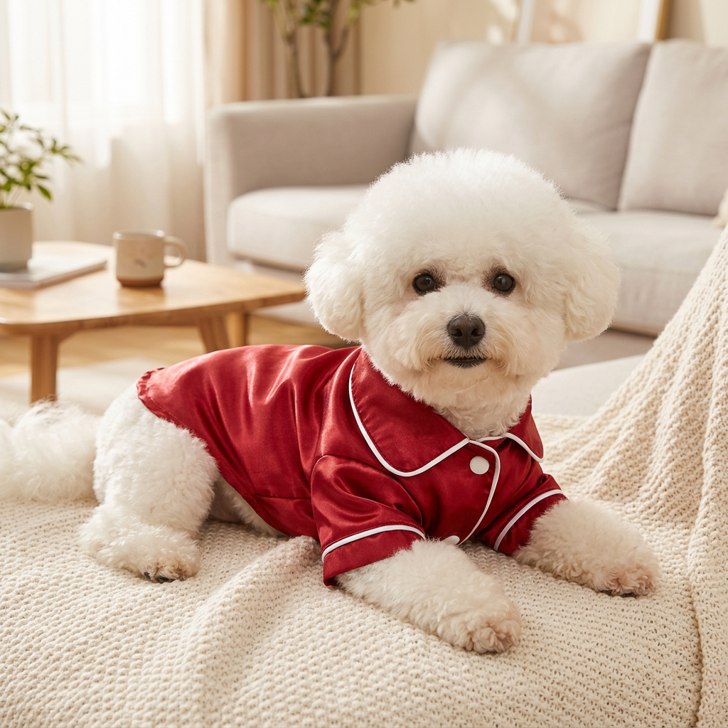 Red Pet Pyjamas M Size- Lightweight Acrylic Dog and Cat Sleepwear, Compact Indoor Loungewear for Small Pets, Spring and Summer Pet Clothing