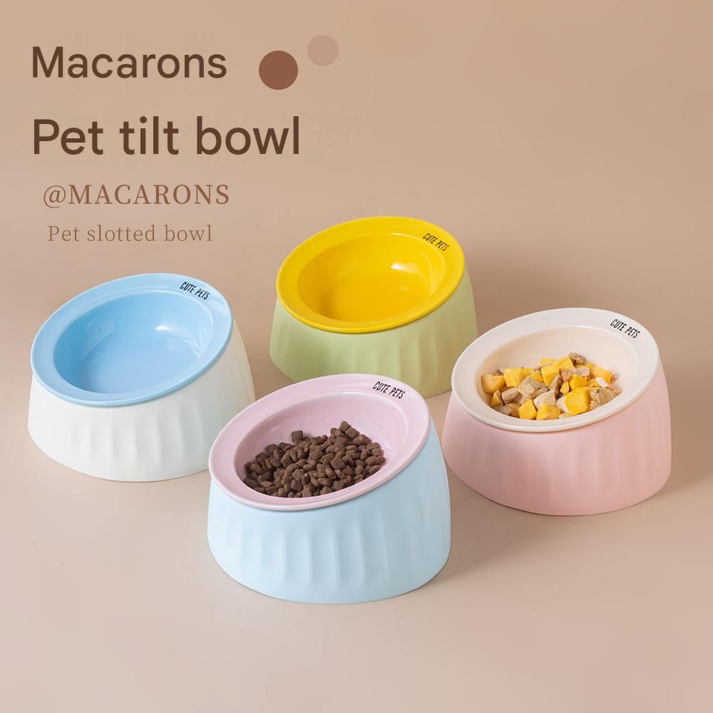 Pet Feeding Set - 15 Degree Tilted Ceramic Blue Bowl and Blue Non-Slip PVC Mat, Detachable Design, Easy Clean Cat Dog Food Water Dish