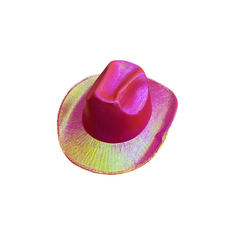 Holographic Cowboy Party Hat (Adult Size) - Metallic Purple